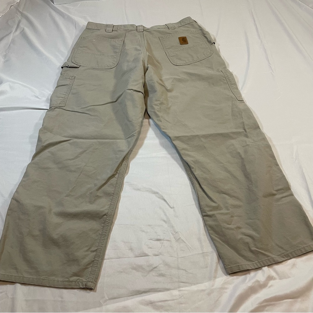 Carhartt Mens B151-TAN Loose Fit Canvas Work Dungaree Pants Tan 38x30 - Picture 6 of 9
